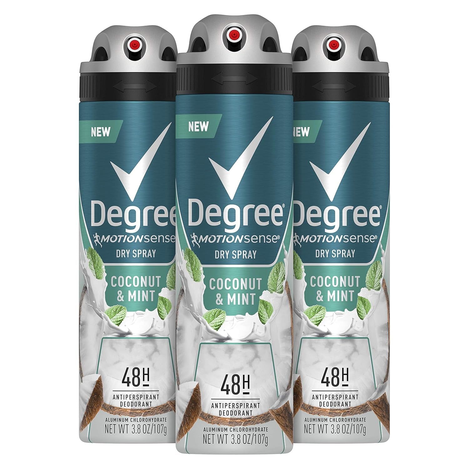 Men Antiperspirant Deodorant Dry Spray Coconut & Mint 3 Count 72Hr Sweat and Odor Protection for Men 3.8 Oz