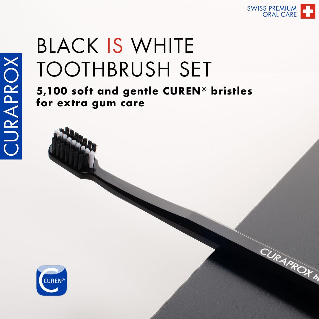 Toothbrush Duo – for Adults | Stylish Black Toothbrushes with Ultra-Soft Filaments | Whitening-Friendly | Black | 2-Pack