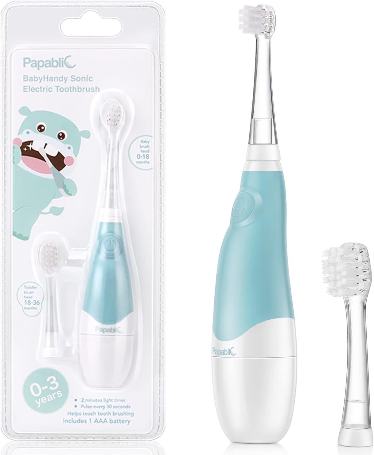 Babyhandy 2-Stage Baby Sonic Electric Toothbrush for Babies and Toddlers Ages 0-3 Years