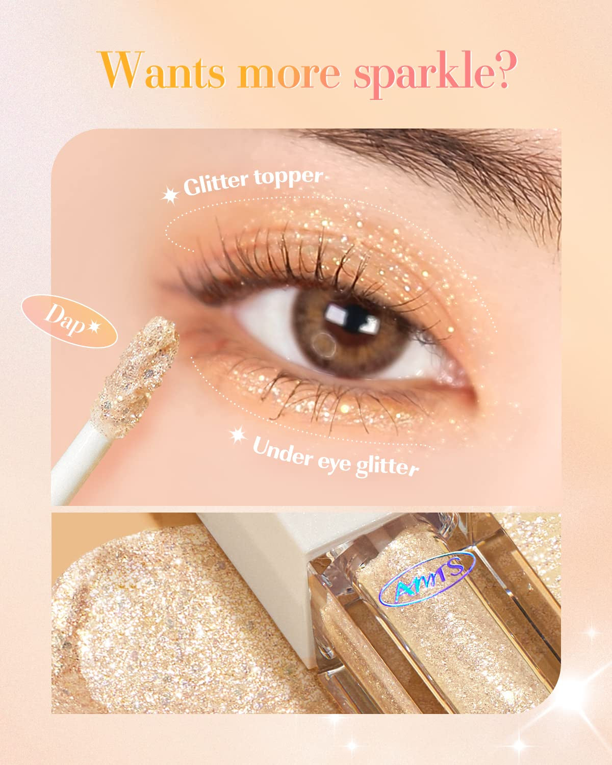 Webtoon True Beauty - 02 Some Sweet Glitter | Liquid Pink Gold Chunky Glitter Eyeshadow | Highlighter, K-Drama Korean Makeup, Highly Pigmented, Long Lasting Shimmer (Some Sweet)