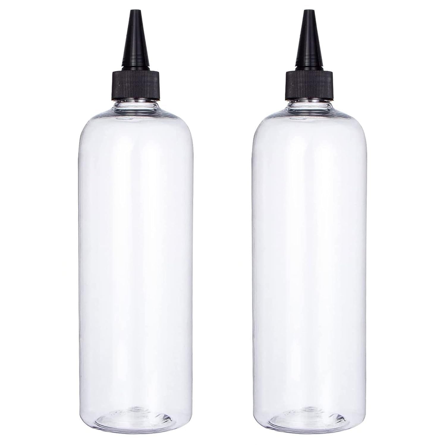 Applicator Bottle for Hair, 16.9 Ounce Hair Color Applicator Bottle 2 Pack Squeeze Bottle Transparent Oil Bottles for Hair, PET Plastic Refillable Bottles with Twist Top Cap