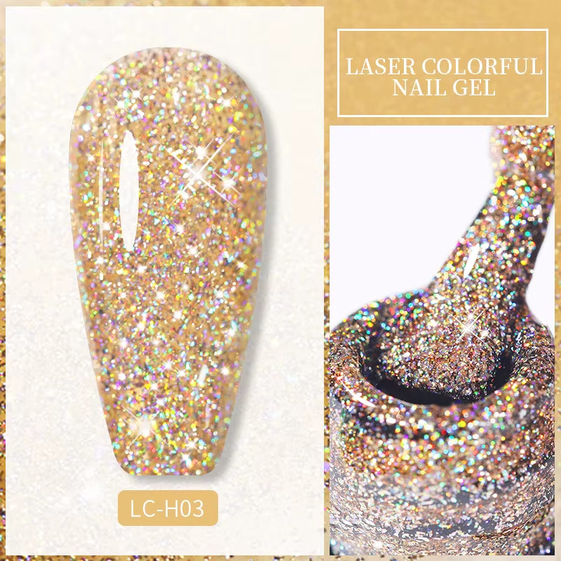 LILYCUTE 7Ml Holographic Glitter Gel Nail Polish Spring Color Sparkling Sequins Soak off UV LED Varnish Nail Art Decoration