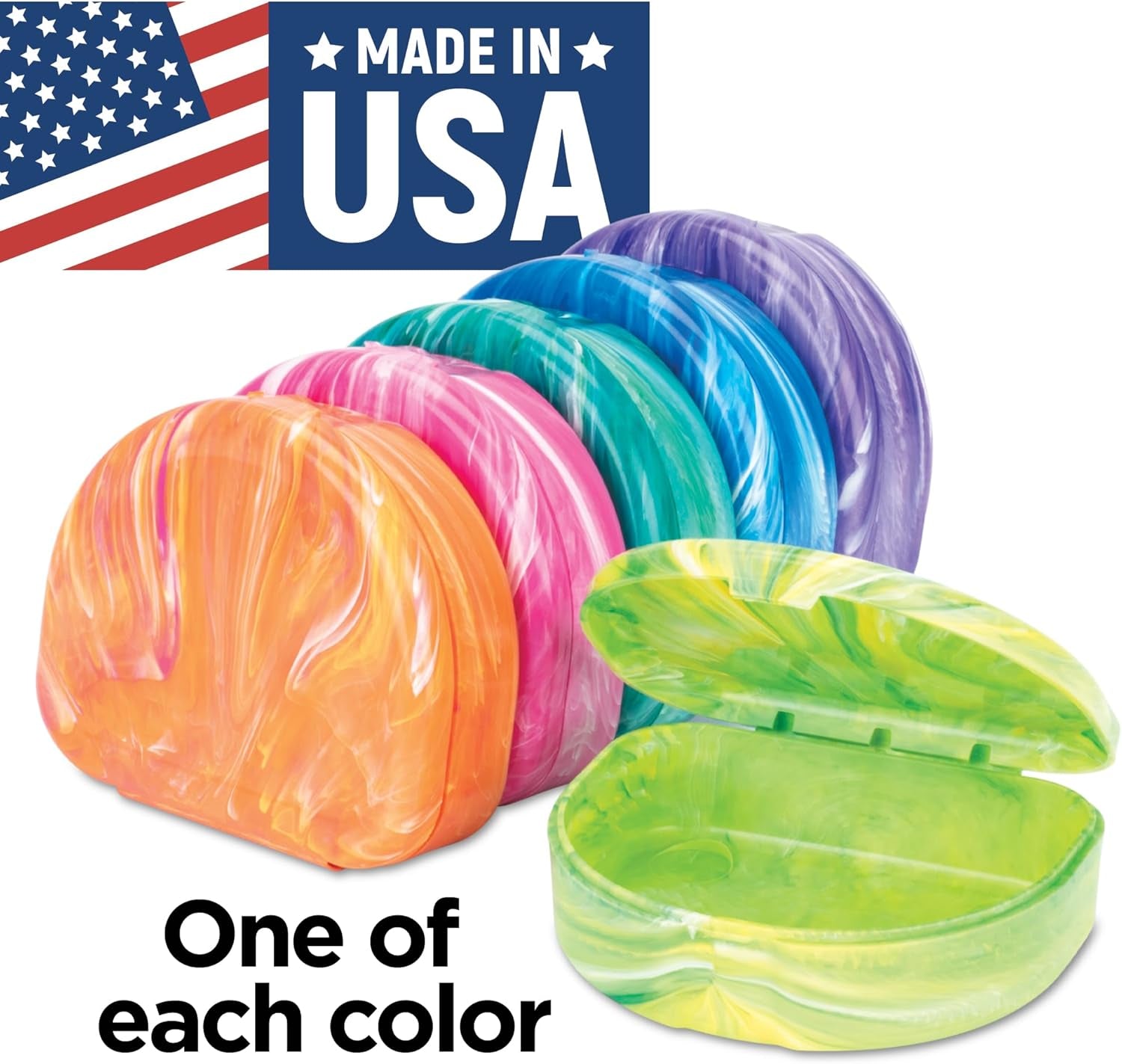 Brights Marble Retainer Cases, Clear Aligner Case, Dental Orthodontic Retainer Boxes, Mouth Guard Holder, 6 Pack