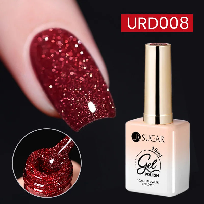 15Ml Sliver Reflective Nail Gel Polish Shining Glitter Semi Permanent Soak off UV Gel Sparkle Effect Nail Art Manicure