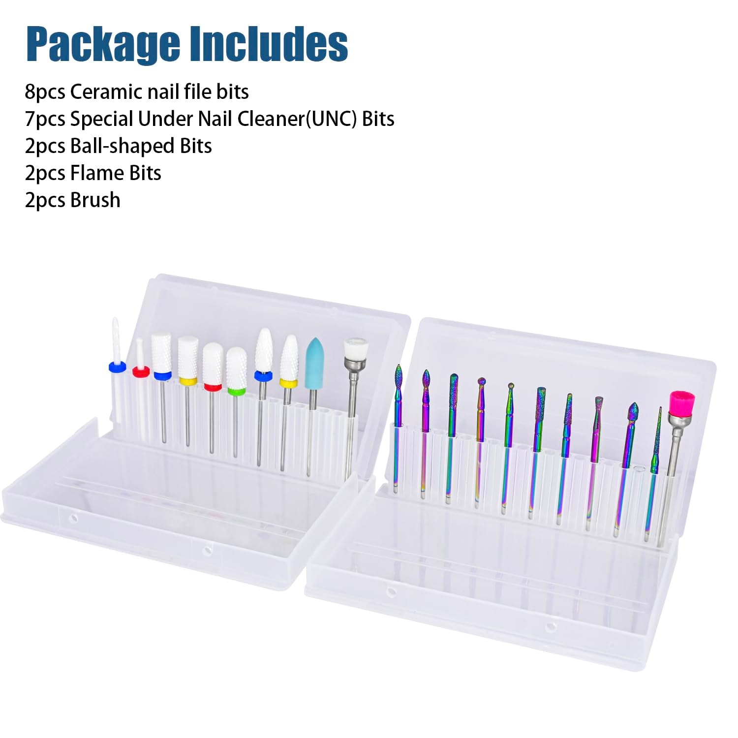 21Pcs Nail Drill Bits Sets, 3/32 Inch Cuticle Electric Nail File and Ceramic Acrylic Gel Nail Bit Kit, Acrylic Nail Art Tools, Carbide Remover Bits for Manicure Pedicure, Home Salon