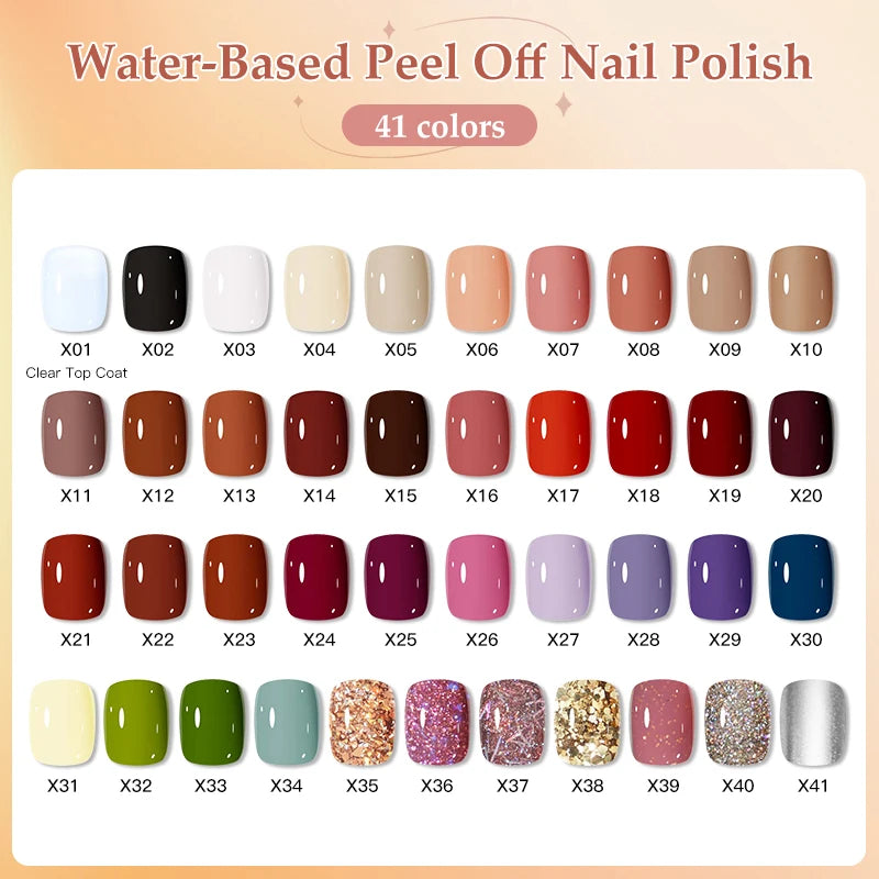 10Ml Colorful Water-Based Peel off Nail Polish No Need Lamp Red Pink Glitter Nails Art All for Manicure Nail Aupplies Varnish
