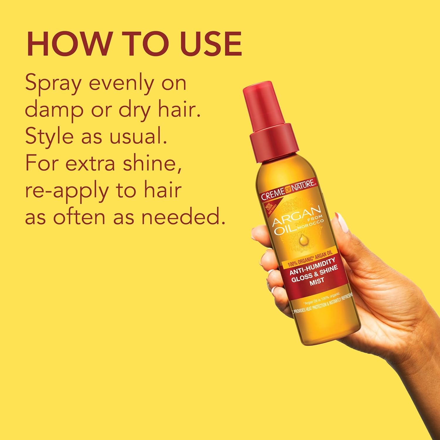 , Argan Oil anti Humidity Gloss & Shine Mist, Argan Oil of Morocco, Provides Heat Protection, 4 Fl Oz