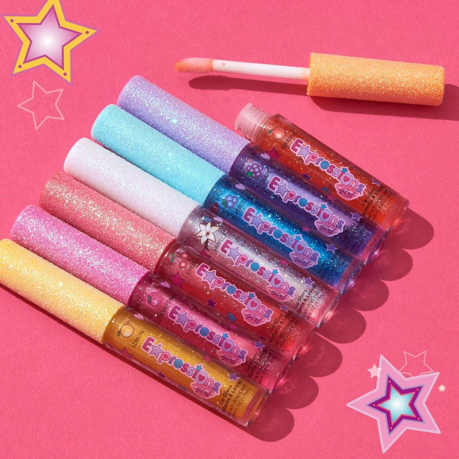 7Pc Fruity Flavored Lip Gloss Set - Lip Gloss in Assorted Fruity Flavors, Non Toxic Makeup for Kids & Teens