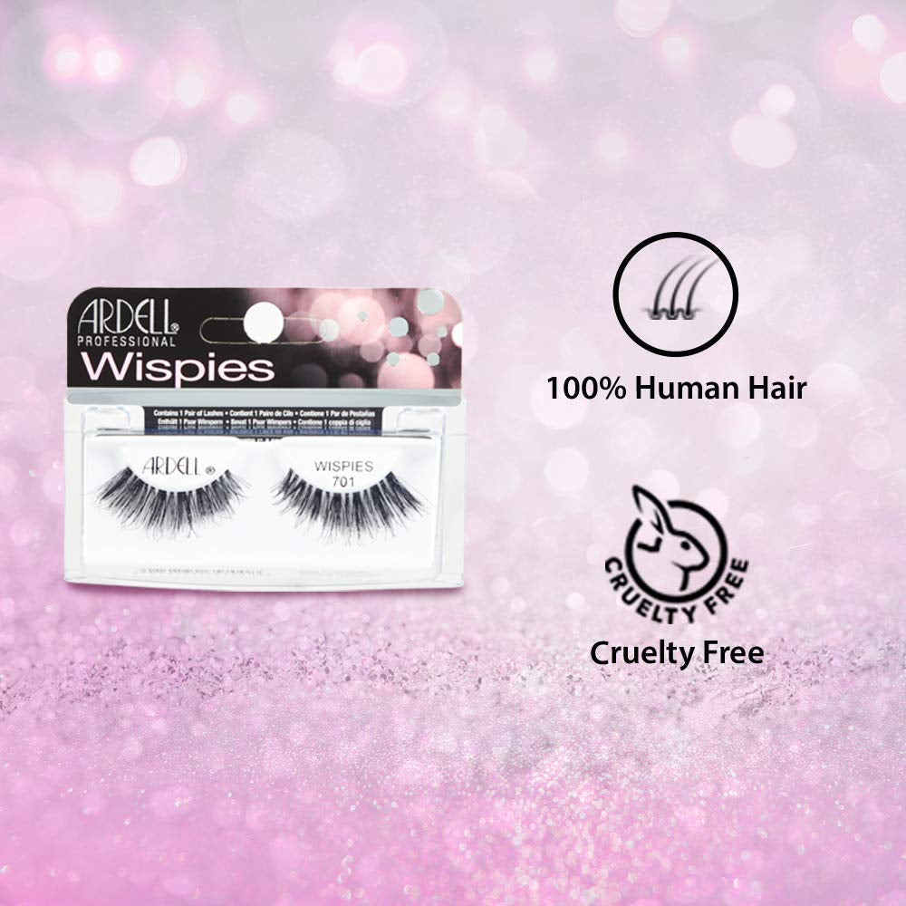 Pro Wispies False Lashes 701 - Fluffy and Natural Look False Eyelashes, Lightweight and Reusable Strip Lashes, 4 Pairs