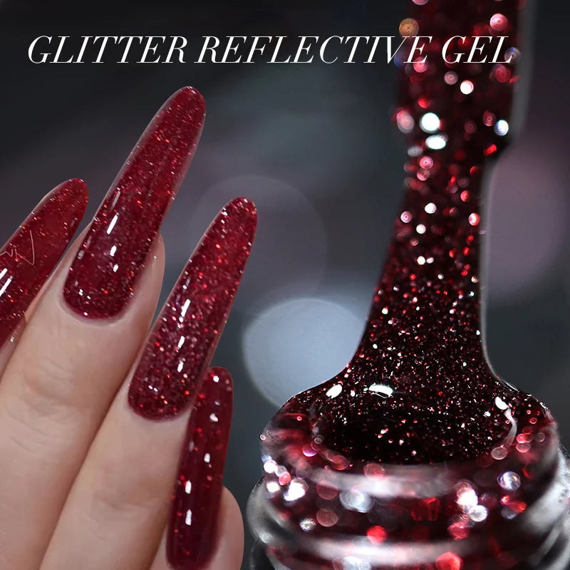 15Ml Sliver Reflective Nail Gel Polish Shining Glitter Semi Permanent Soak off UV Gel Sparkle Effect Nail Art Manicure