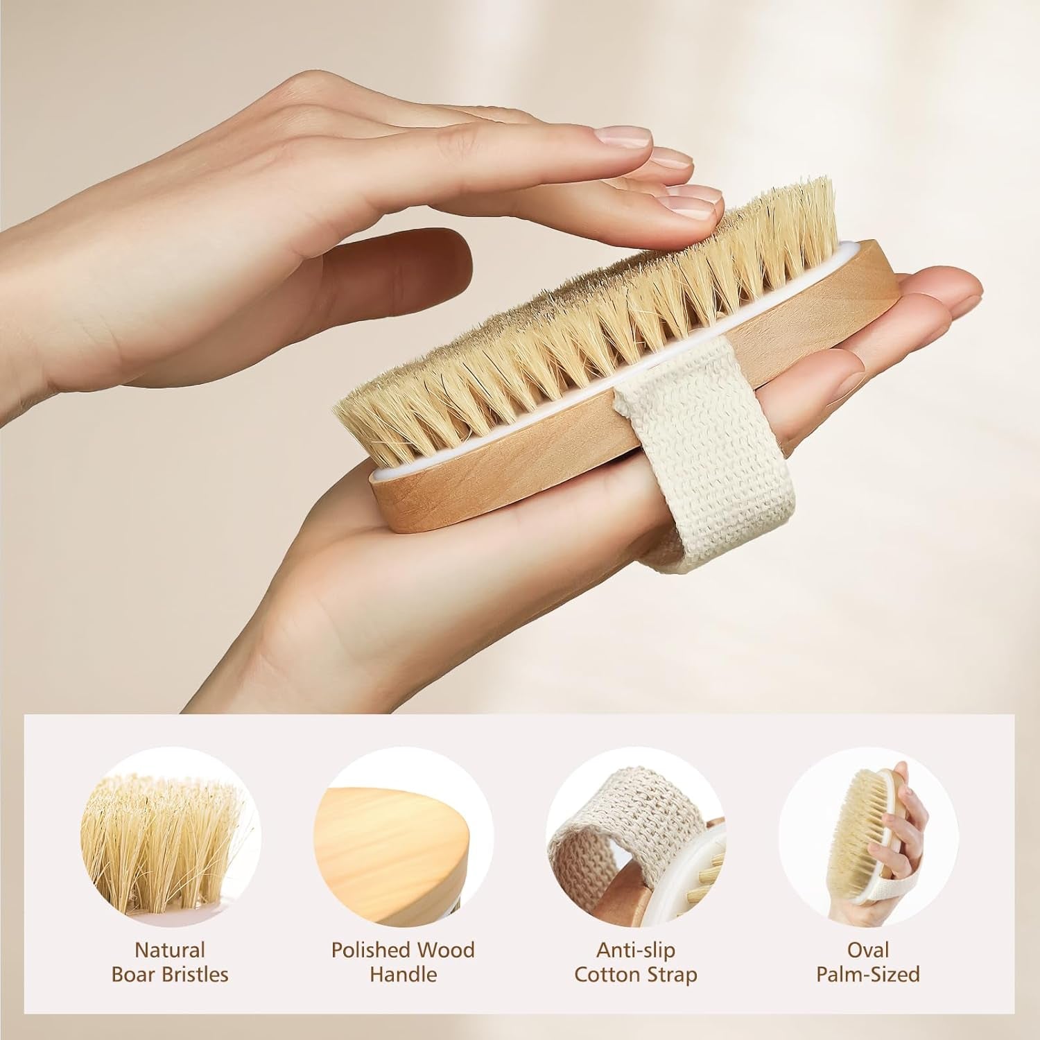 Dry Brushing Body Brush, Natural Bristle Dry Skin Exfoliating Brush Body Scrub for Flawless Skin, Cellulite Reduction, Lymphatic Drainage and Blood Circulation Improvement