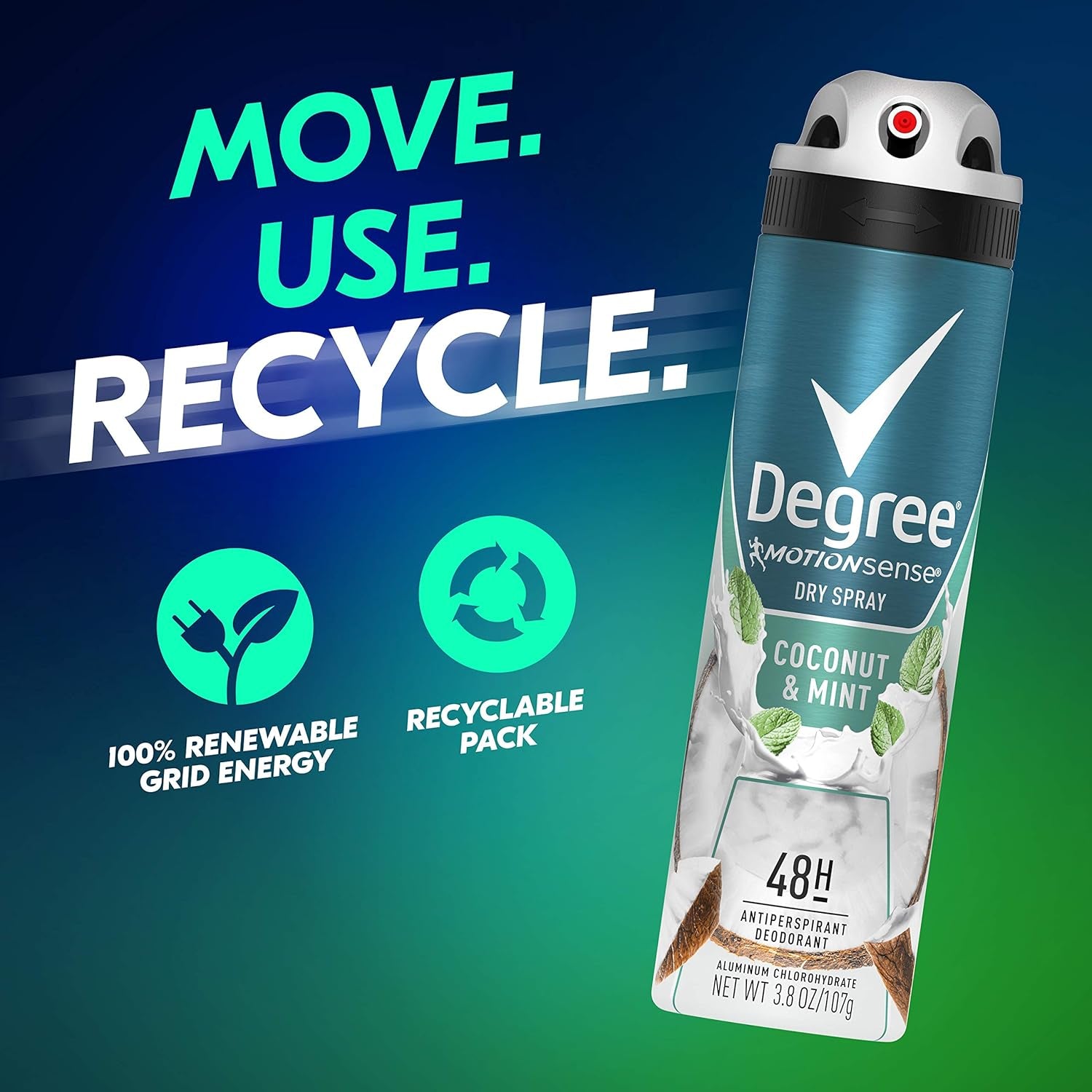 Men Antiperspirant Deodorant Dry Spray Coconut & Mint 3 Count 72Hr Sweat and Odor Protection  for Men 3.8 Oz
