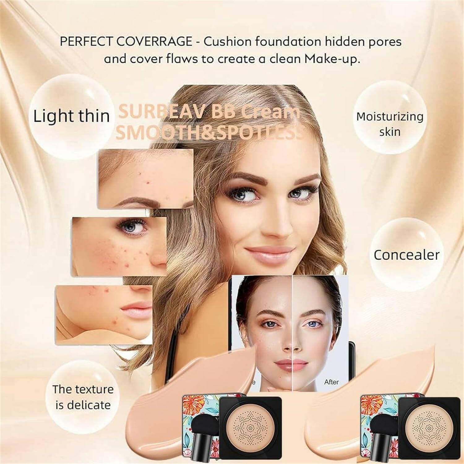 Beauty Linasi,Beauty Linasi Veze Clear Cover Beauty Cream (Natural, 1PCS)