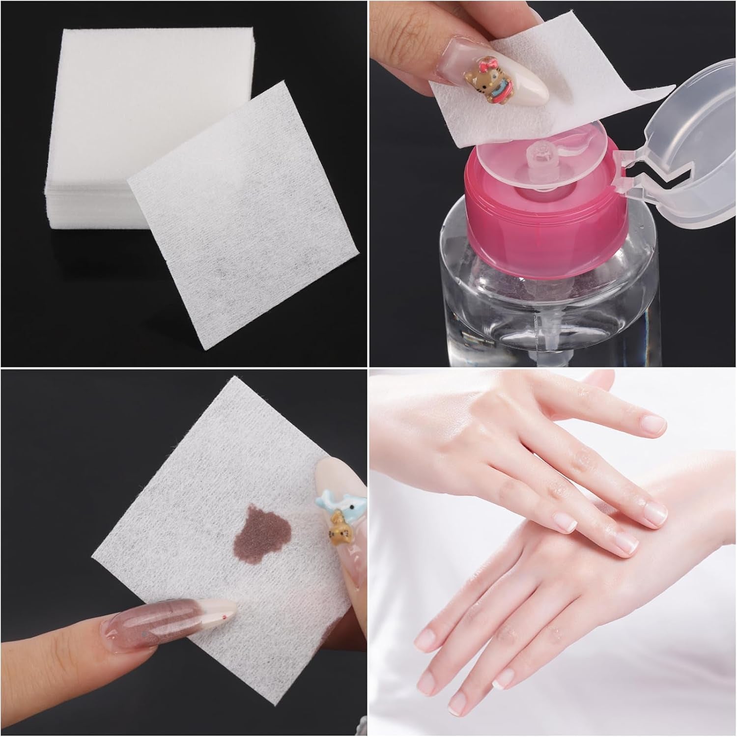 650 Pcs Lint Free Nail Wipes Gel Nail Polish Remover Pads Nail Cotton Pads for Polish Removal