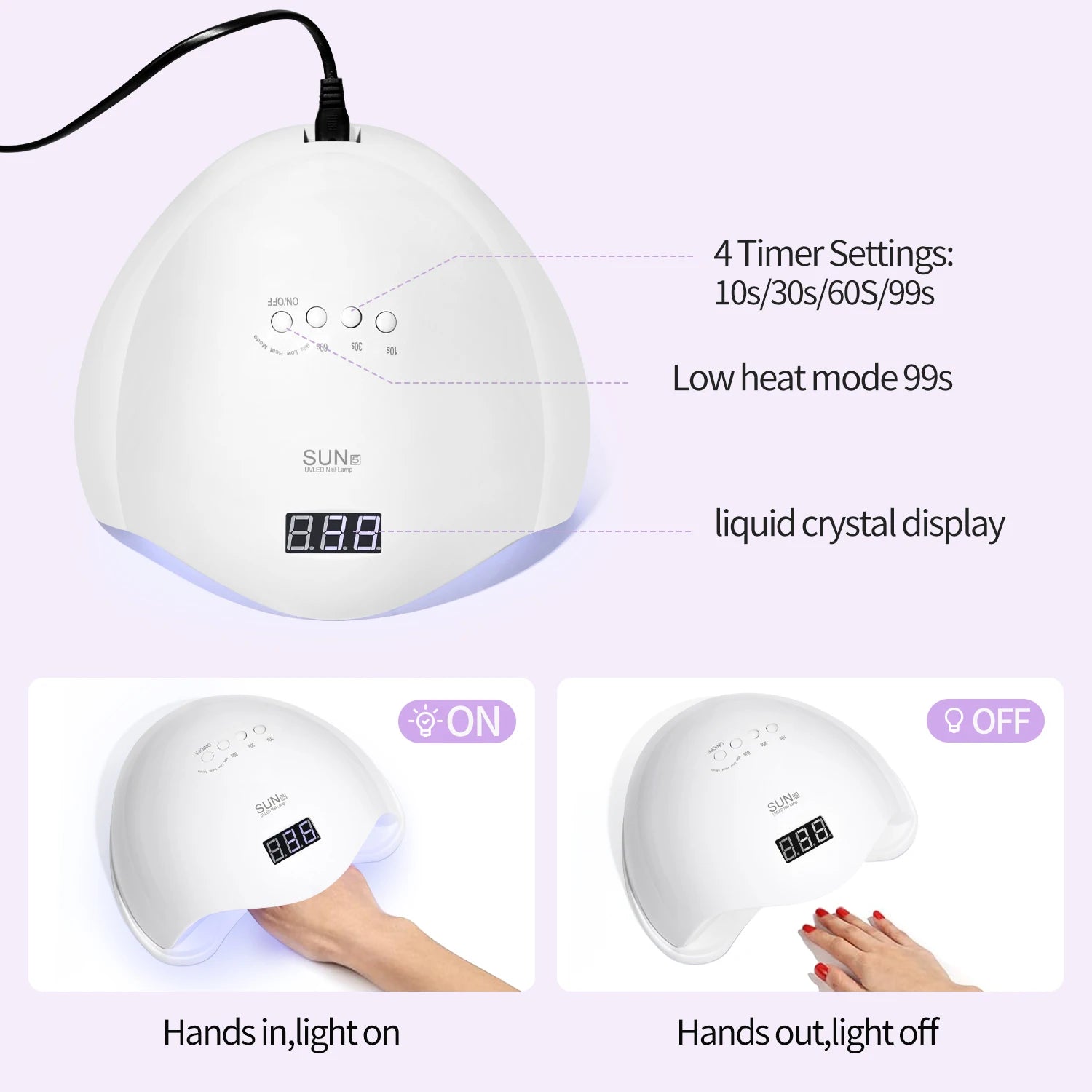 YIKOOLIN UV LED Nail Lamp 48W for Professional Saloon Fast Nail Gel Dryer with 4 Timers Automatic Sensor LCD Display