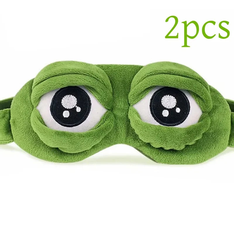 3D Sad Frog Sleep Mask Natural Sleeping Eyeshade Cover Shade Eye Patch Women Men Soft Portable Blindfold Travel Eyepatch
