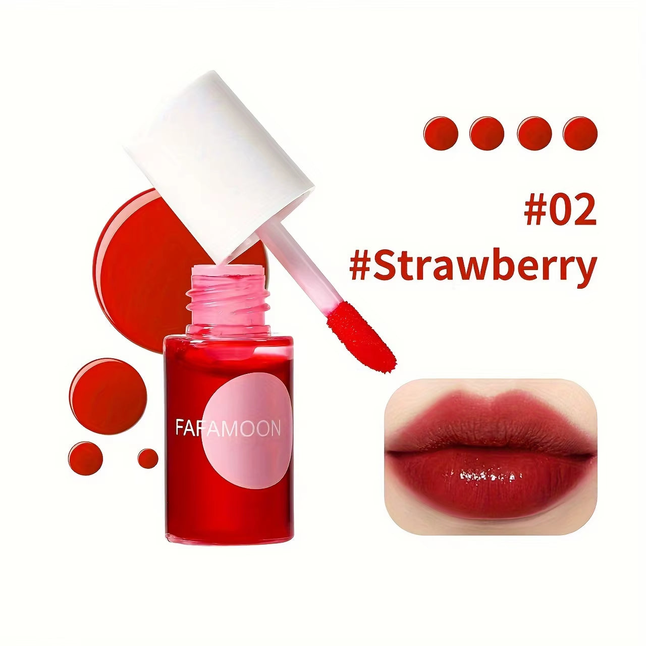 4 Color Fruity Lip Tint Water Gloss Tint,Moisturizing Waterproof Liquid Lipstick, Non-Stick,High Pigment,Long-Lasting Colors