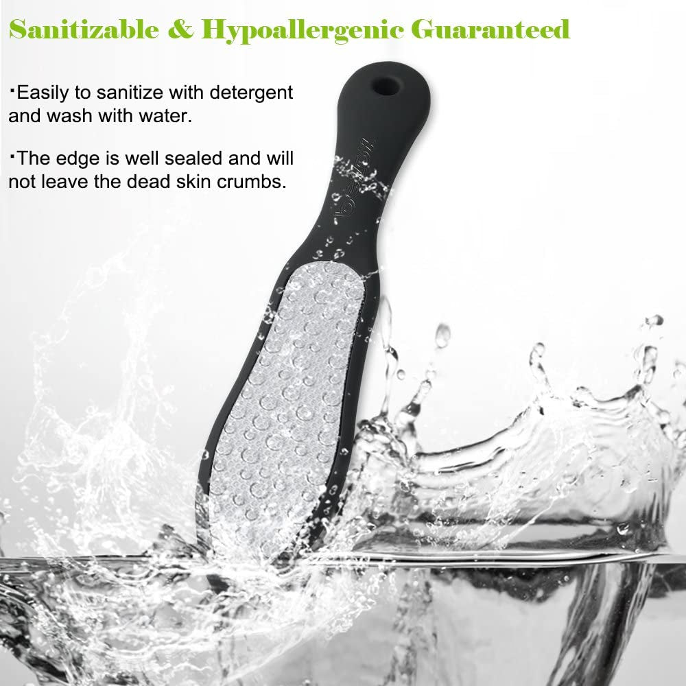 Foot File (1 PCS), Double Sided Foot Scraper Callus Remover, Foot Rasp for Cracked Heel and Foot Corn Removal, Stainless Steel Pedicure File W/Cloth Storage Bag