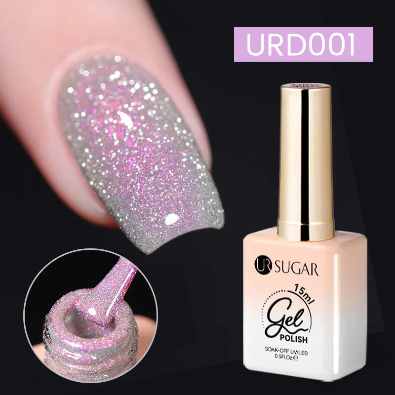 15Ml Sliver Reflective Nail Gel Polish Shining Glitter Semi Permanent Soak off UV Gel Sparkle Effect Nail Art Manicure