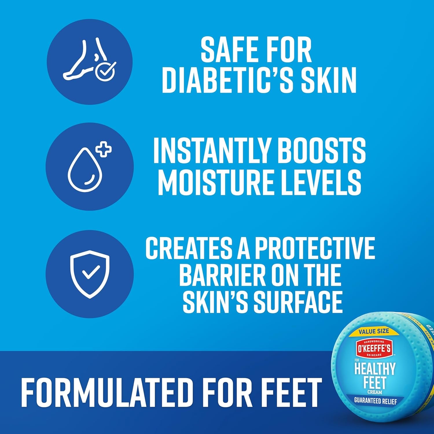 for Healthy Feet Foot Cream - 6.4 Oz Jar (1 Pack) - Guaranteed Relief for Extremely Cracked, Dry Feet, Repairing Skincare, Instantly Boosts and Retains Moisture Levels