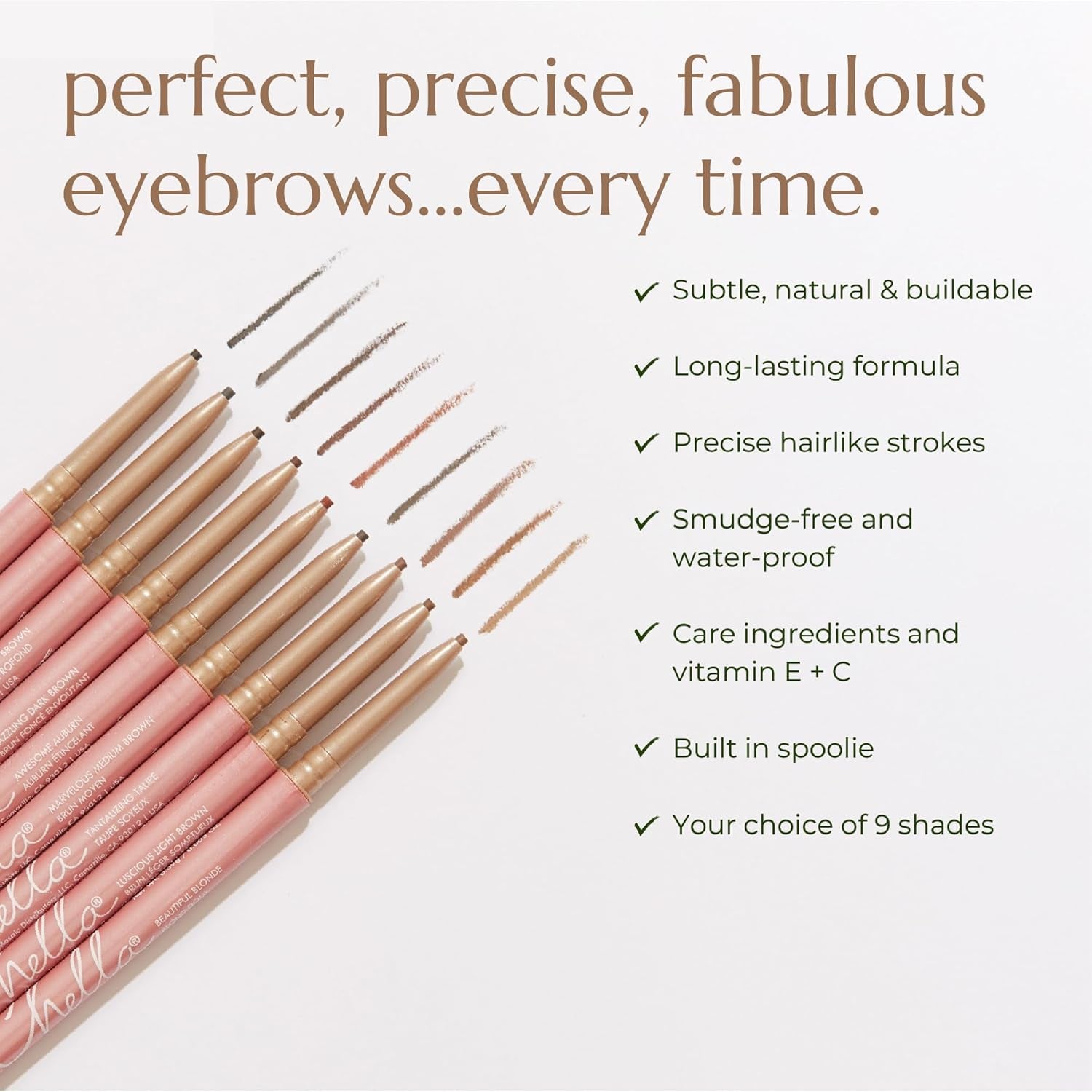 Eye Brow Pencil – Easy-To-Use Brow Definer for Shaping, Filling & Blending – Long-Wear Ebony Eyebrow Pencils for Women with Precise Tip (Ebony)