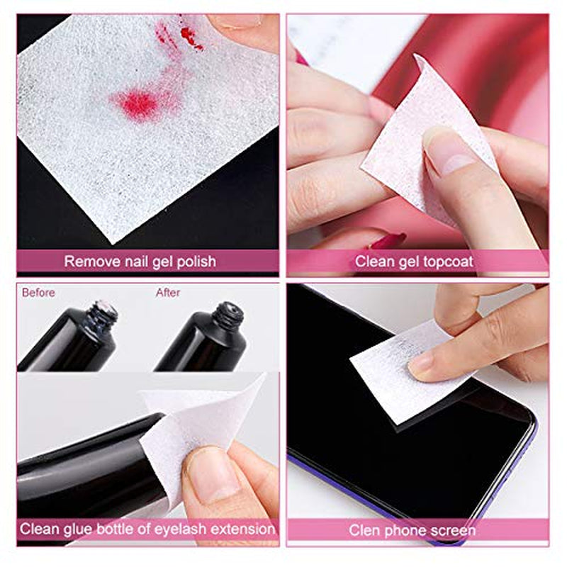 1000 Pcs Gel Nail Polish Remover, Lint Free Nail Wipes Cotton Pad with a Pump Dispenser Bottle Disposable Nail Polish Remover for Soak off UV Gel Polish Clean Acrylic Nails Remover