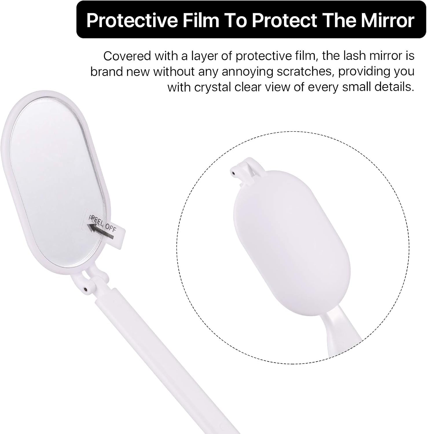 Foldable Lash Mirror, 270° Free Rotation, Lightweight Makeup Mirror for Eyelash Extensions Supplies (White)