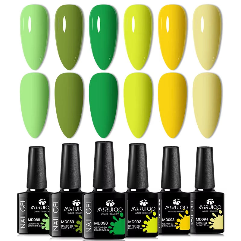 6Pc All-Season Gel Nail Polish Set Nude Pink Red Glitter Semi Permanent UV Gel Polish Kits All for Manicure Soak off Vernis