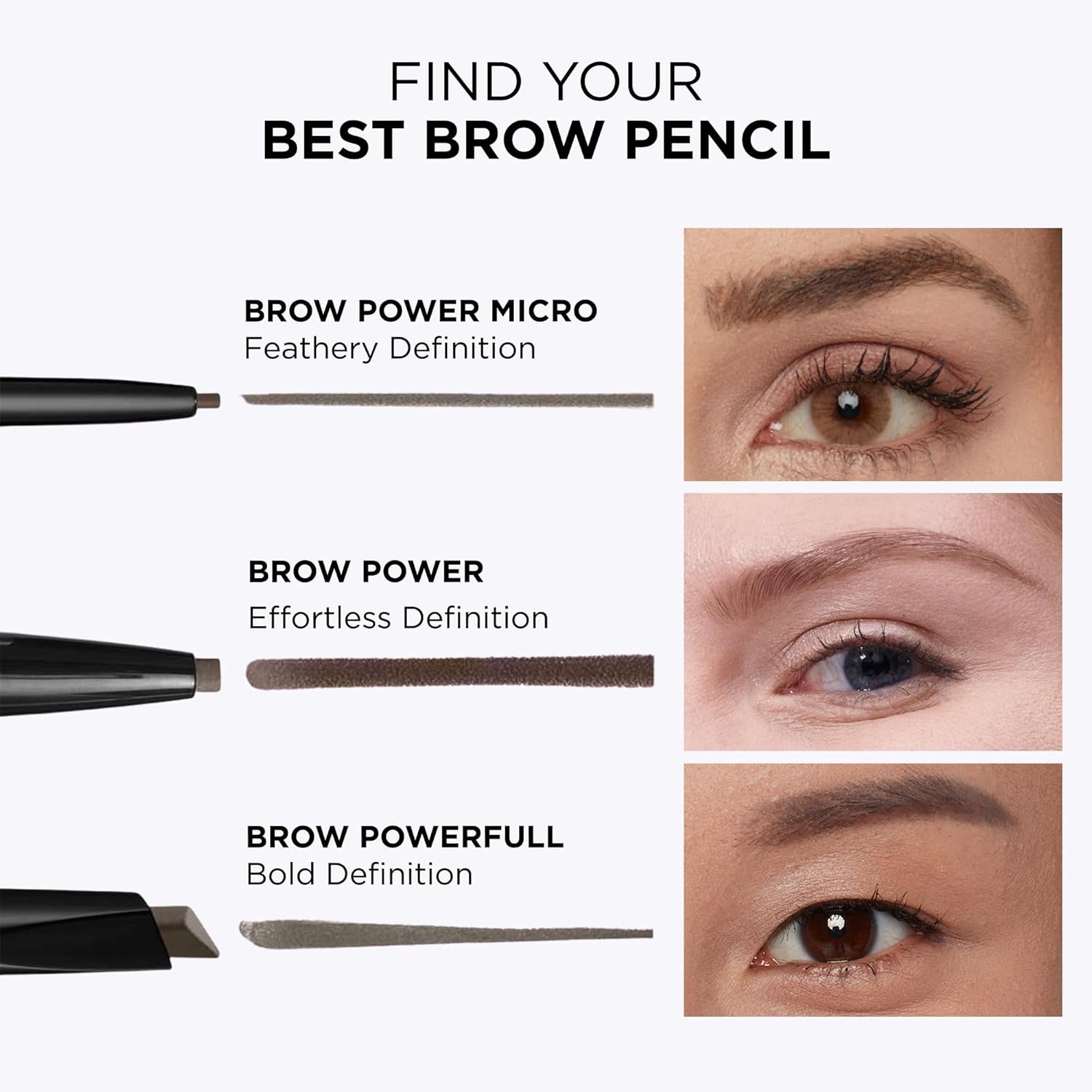 Brow Power Eyebrow Pencil - Universal Shades - Long-Lasting, Budge-Proof Formula - with Biotin - Natural-Looking Brows - Built-In Spoolie Brush