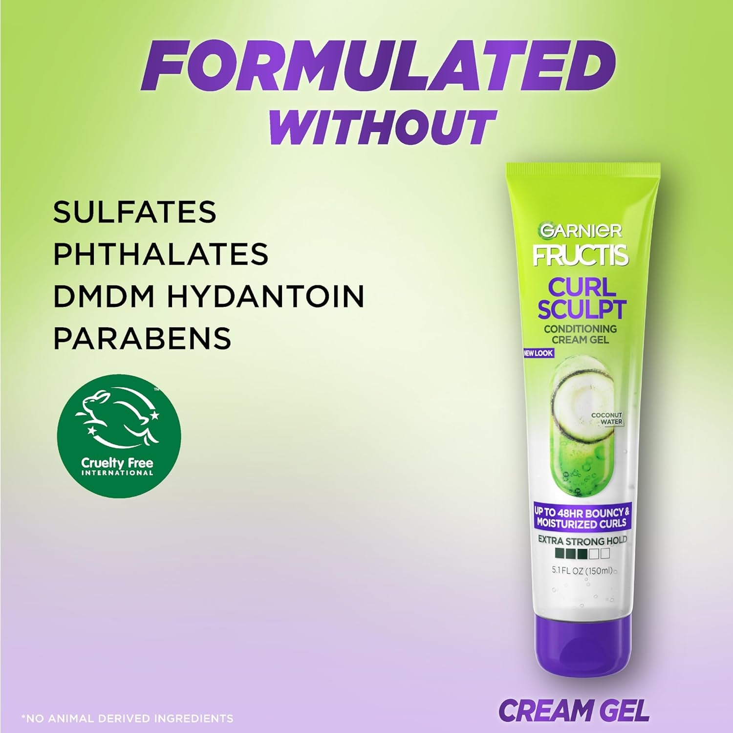 Fructis Style Curl Sculpt Conditioning Cream Gel for Bounce & Moisture, 5.1 Fl Oz, 1 Count (Packaging May Vary)