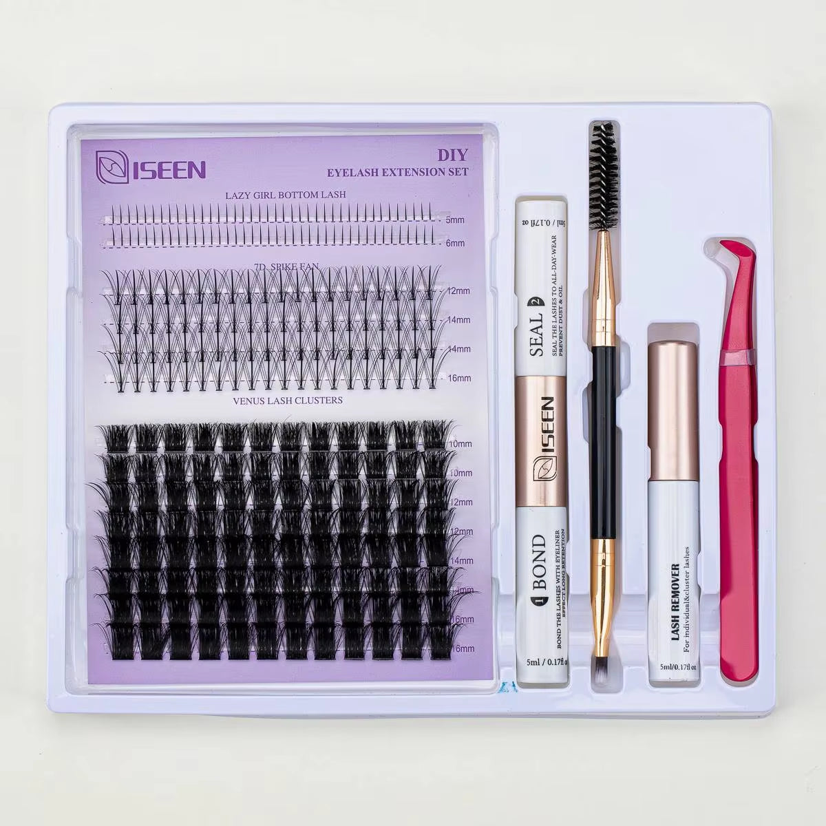 DIY Lash Extension Mix Styles Lash Clusters Individual with Bond&Seal Remover Tweezers Lash Brush for Self Application