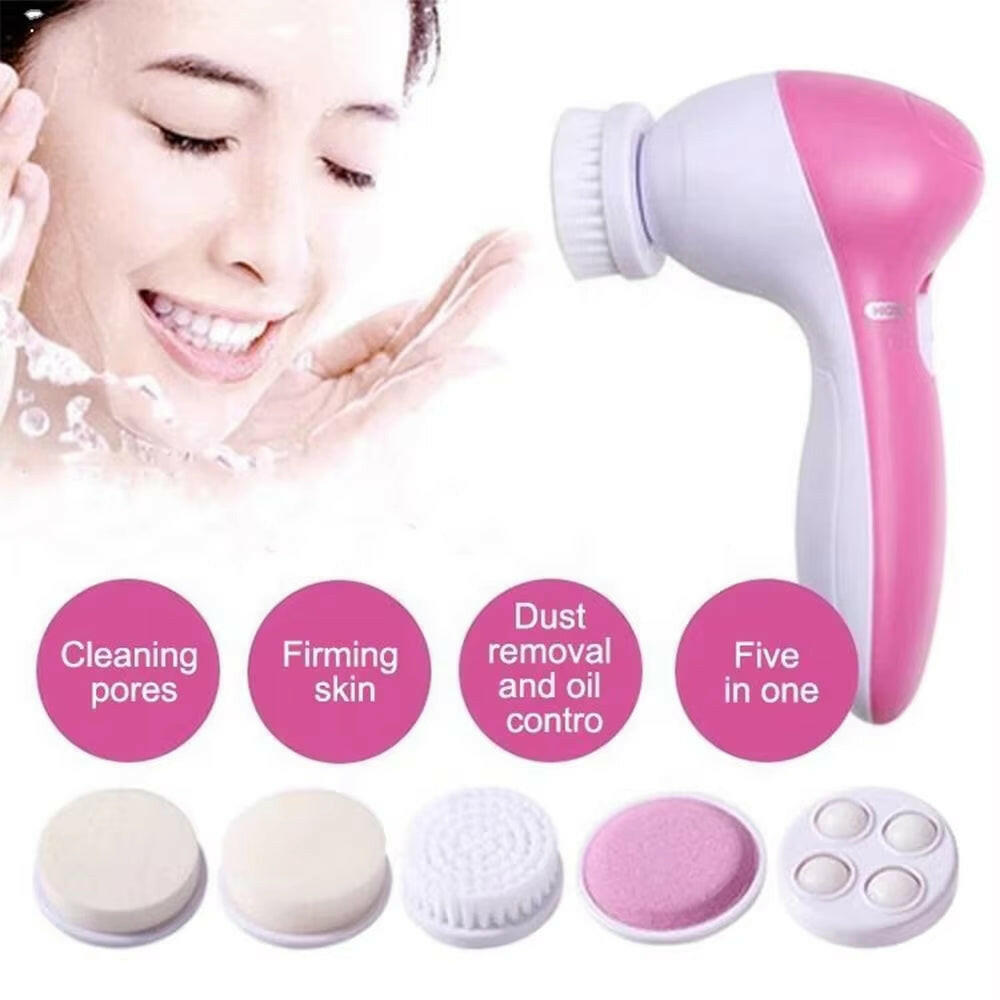 Electric 5 in 1 Electric Facial Cleaner Brush Wash Machine Spa Skin Care Massage Blackhead Cleaning Facial Cleanser Tools
