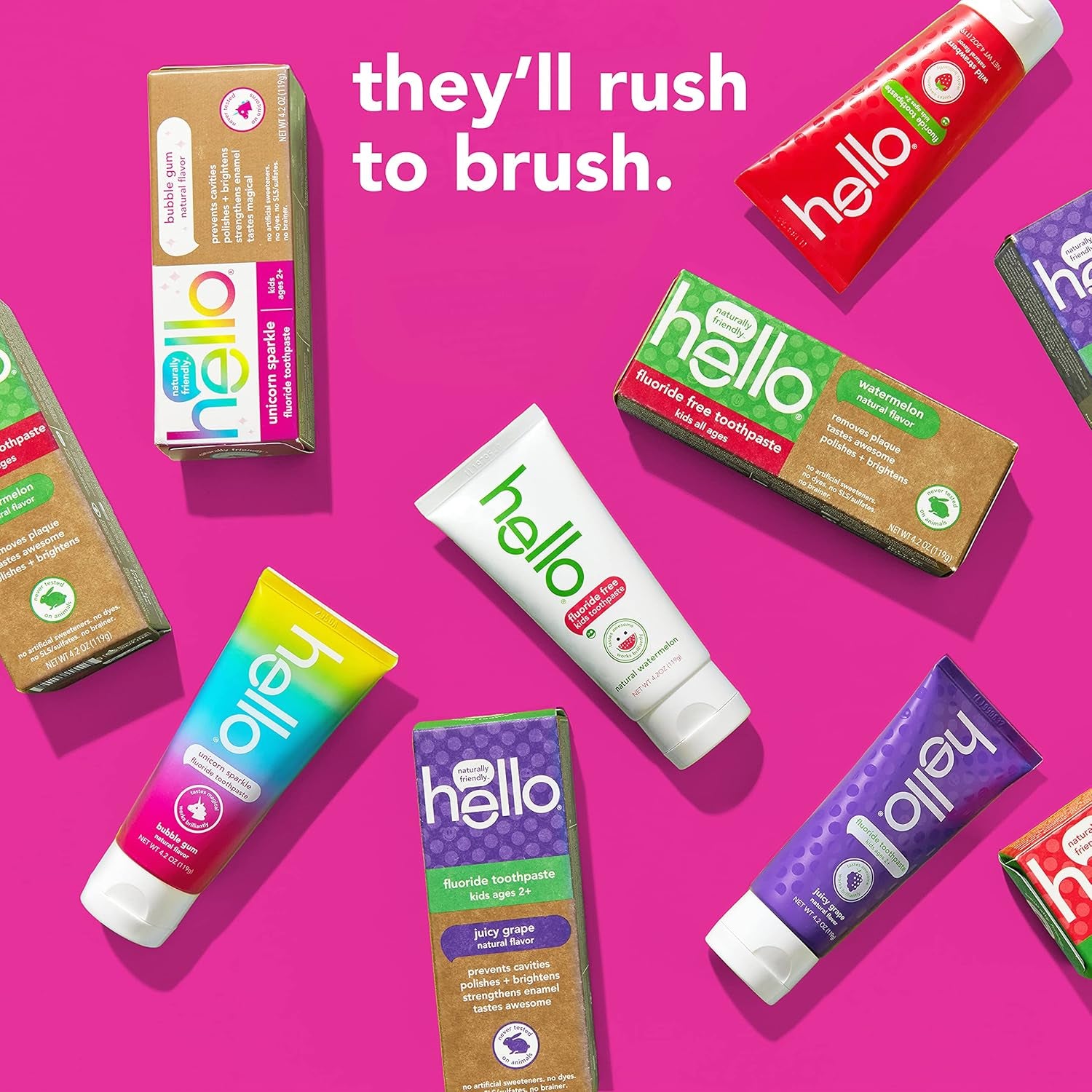 Kids Unicorn Sparkle Fluoride Toothpaste with Natural Bubble Gum Flavor, Vegan, SLS & Gluten Free, 4.2 Oz, 4 Count