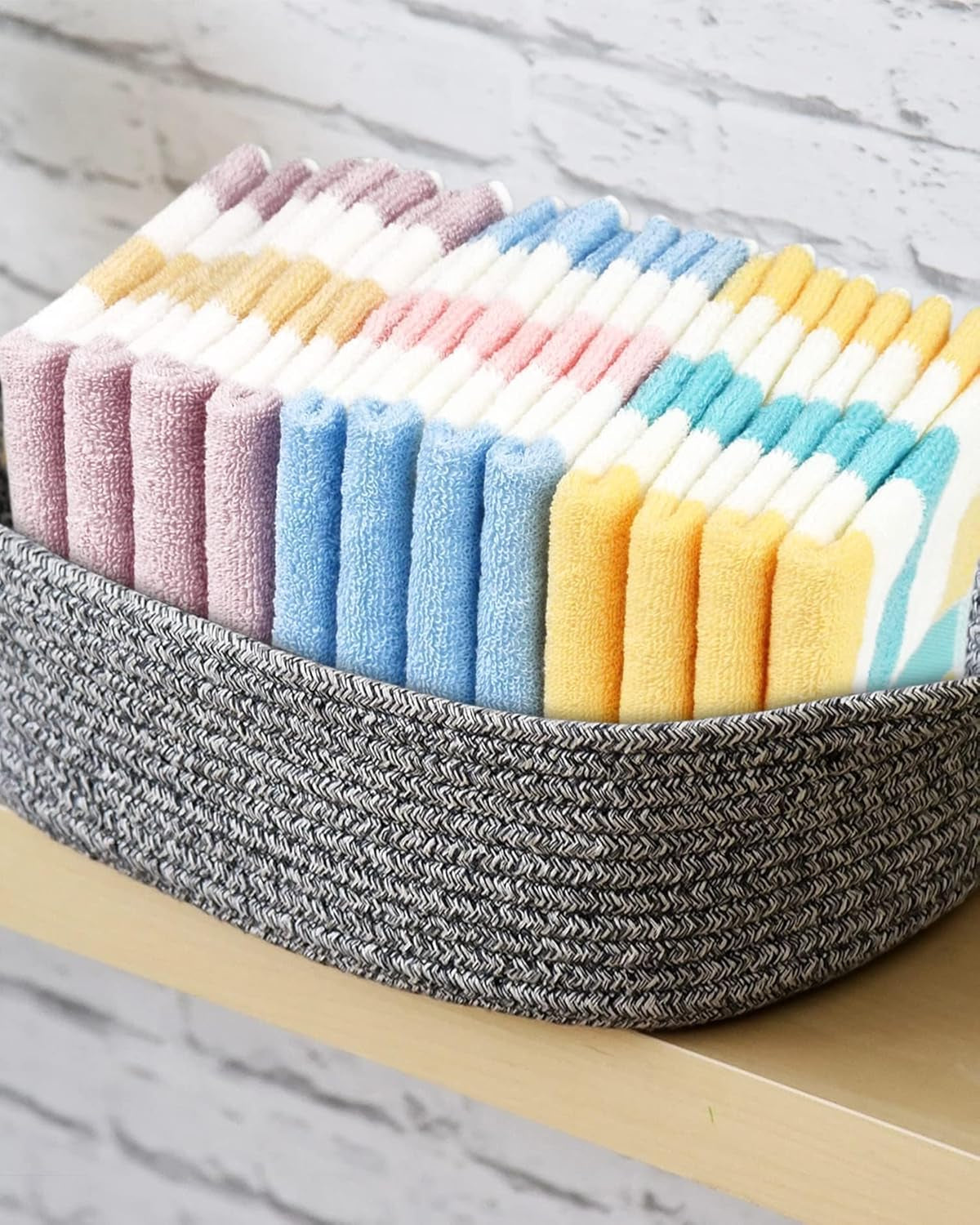 Cotton 12 Pack Striped Washcloths, 13 X 13 Inches, 3 Colors - Face and Body Cleansing Towels