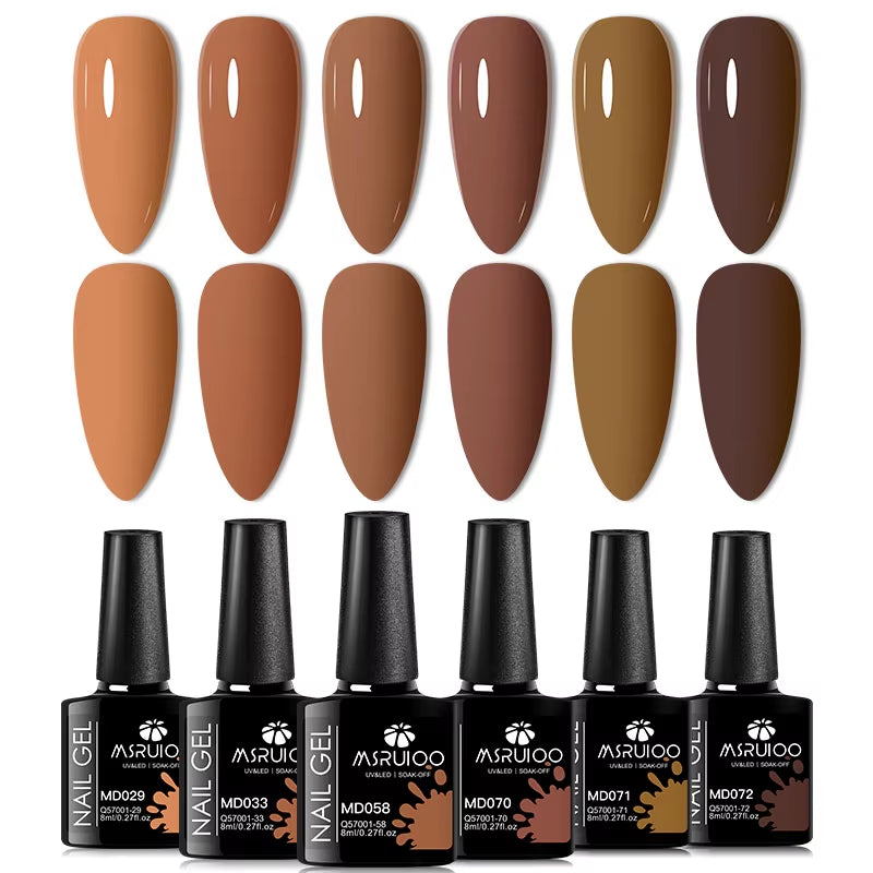 6Pc All-Season Gel Nail Polish Set Nude Pink Red Glitter Semi Permanent UV Gel Polish Kits All for Manicure Soak off Vernis