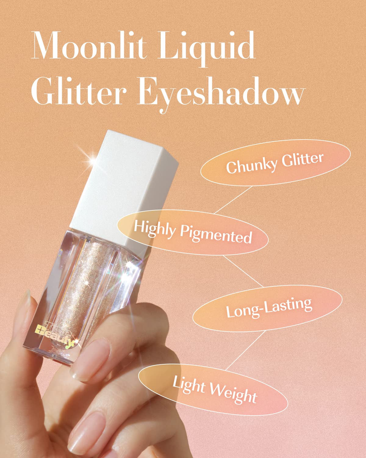 Webtoon True Beauty - 02 Some Sweet Glitter | Liquid Pink Gold Chunky Glitter Eyeshadow | Highlighter, K-Drama Korean Makeup, Highly Pigmented, Long Lasting Shimmer (Some Sweet)