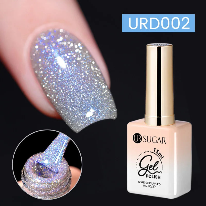15Ml Sliver Reflective Nail Gel Polish Shining Glitter Semi Permanent Soak off UV Gel Sparkle Effect Nail Art Manicure