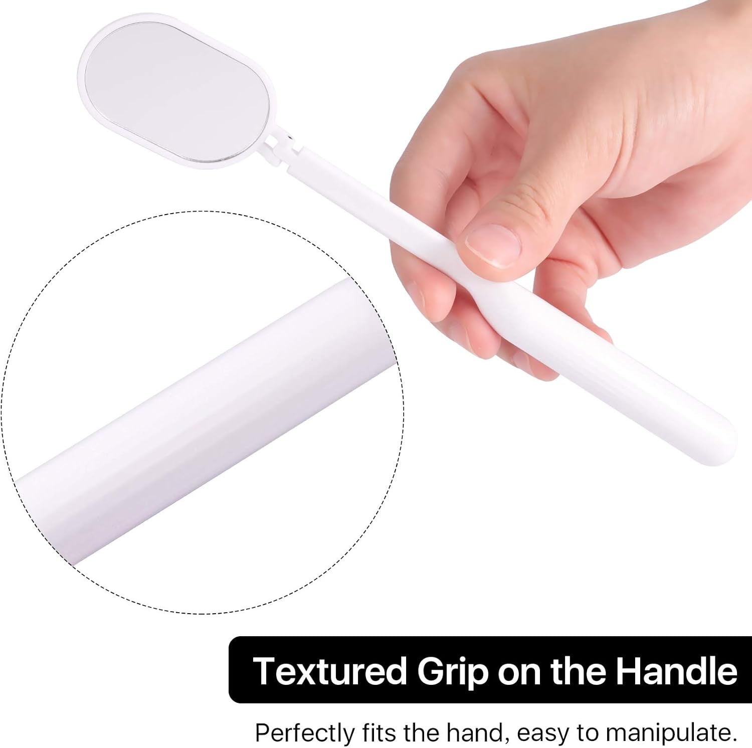 Foldable Lash Mirror, 270° Free Rotation, Lightweight Makeup Mirror for Eyelash Extensions Supplies (White)