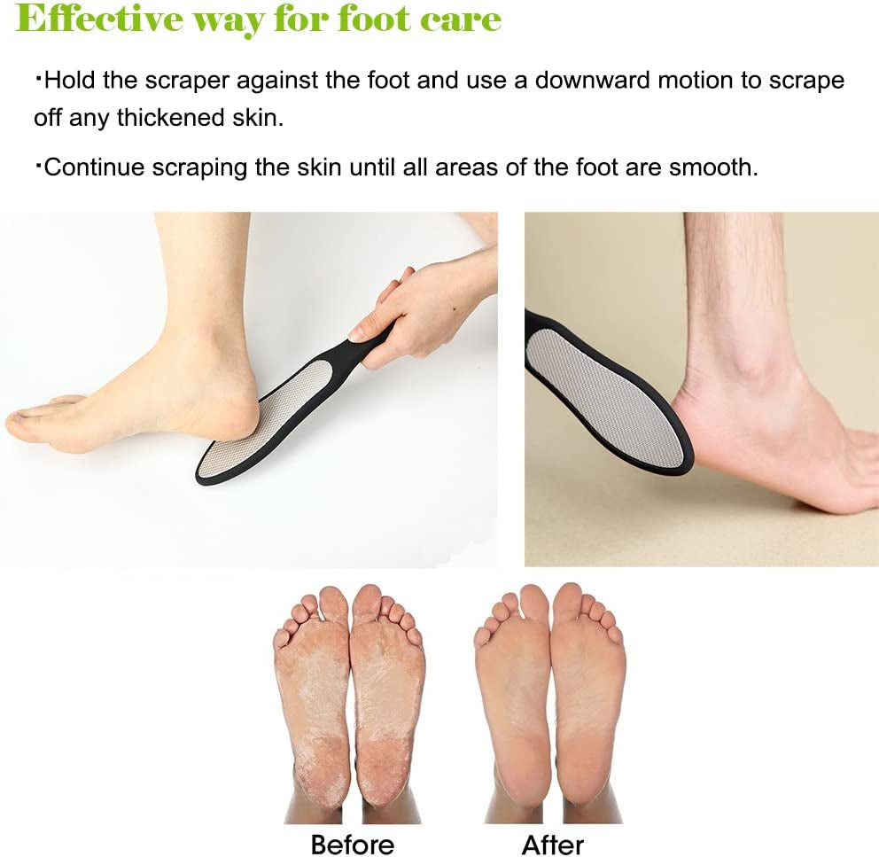 Foot File (1 PCS), Double Sided Foot Scraper Callus Remover, Foot Rasp for Cracked Heel and Foot Corn Removal, Stainless Steel Pedicure File W/Cloth Storage Bag