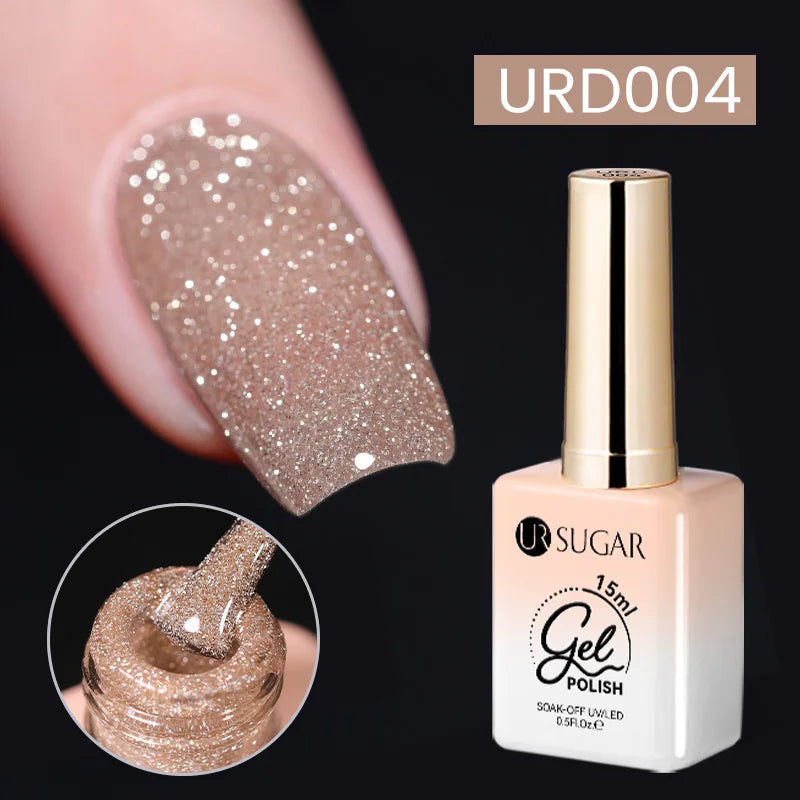 15Ml Sliver Reflective Nail Gel Polish Shining Glitter Semi Permanent Soak off UV Gel Sparkle Effect Nail Art Manicure