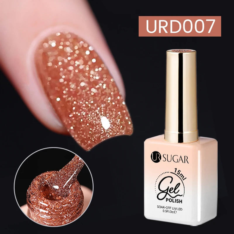 15Ml Sliver Reflective Nail Gel Polish Shining Glitter Semi Permanent Soak off UV Gel Sparkle Effect Nail Art Manicure