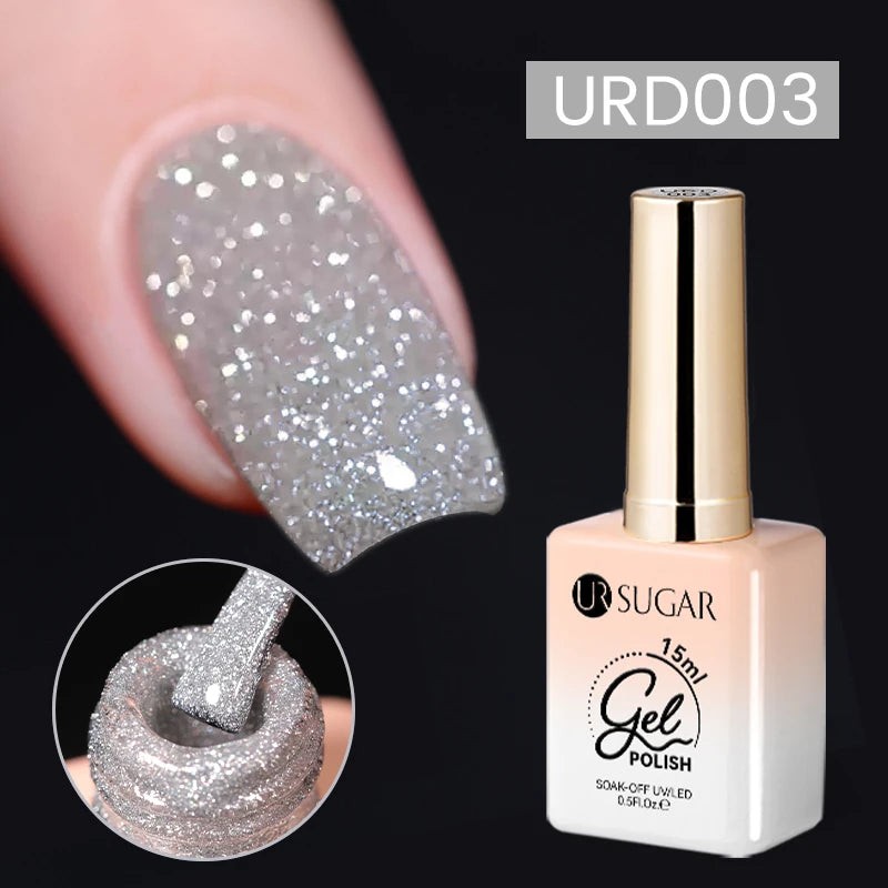 15Ml Sliver Reflective Nail Gel Polish Shining Glitter Semi Permanent Soak off UV Gel Sparkle Effect Nail Art Manicure