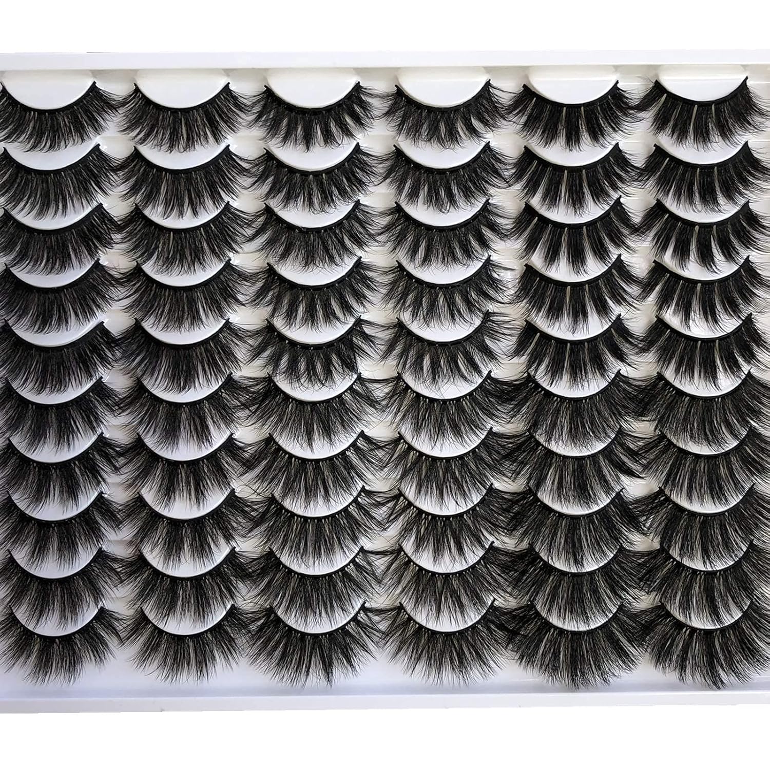 False Eyelashes 30 Pairs Pack Faux Mink Lashes 20MM Long Dramatic 6 Styles Mixed 5D Medium Volume Thick Fake Eyelashes Soft Crossed Makeup Eye Lashes