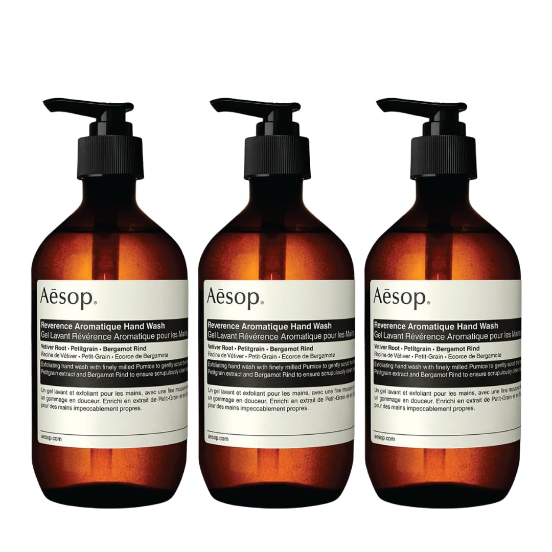 Reverence Aromatique Hand Wash | Gentle Exfoliating Hand Wash with Finely Milled Pumice | 500Ml / 16.9 Oz (Pack of 3)