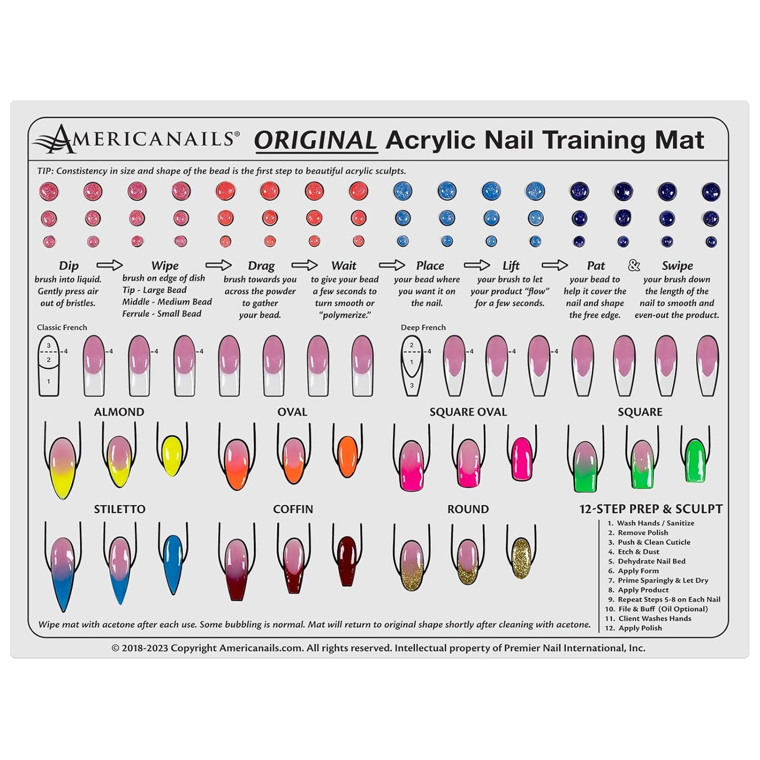 Acrylic Nail Training Mat - Silicone Trainer Sheet for Application Practice, Flexible Roll up Pad Template for Acrylic Fingernails, Learn How to Apply Acrylic Nails