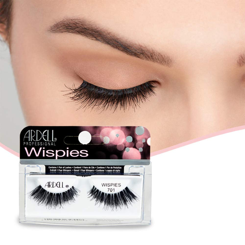 Pro Wispies False Lashes 701 - Fluffy and Natural Look False Eyelashes, Lightweight and Reusable Strip Lashes, 4 Pairs