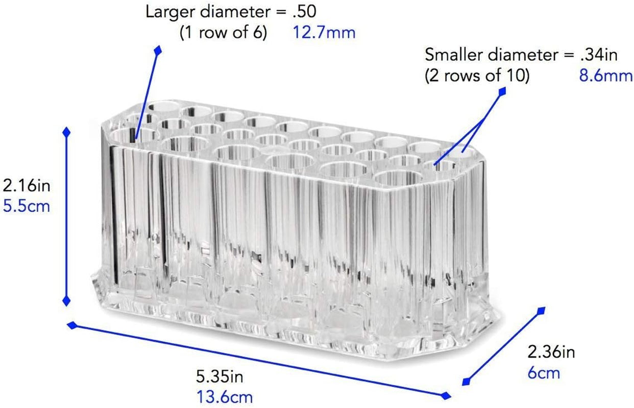 Acrylic Eyeliner Organizer & Lip Liner Organizer 26 Space Storage 20 Standard 6 Jumbo Cosmetic Pencil Makeup Display Case Refillable Container