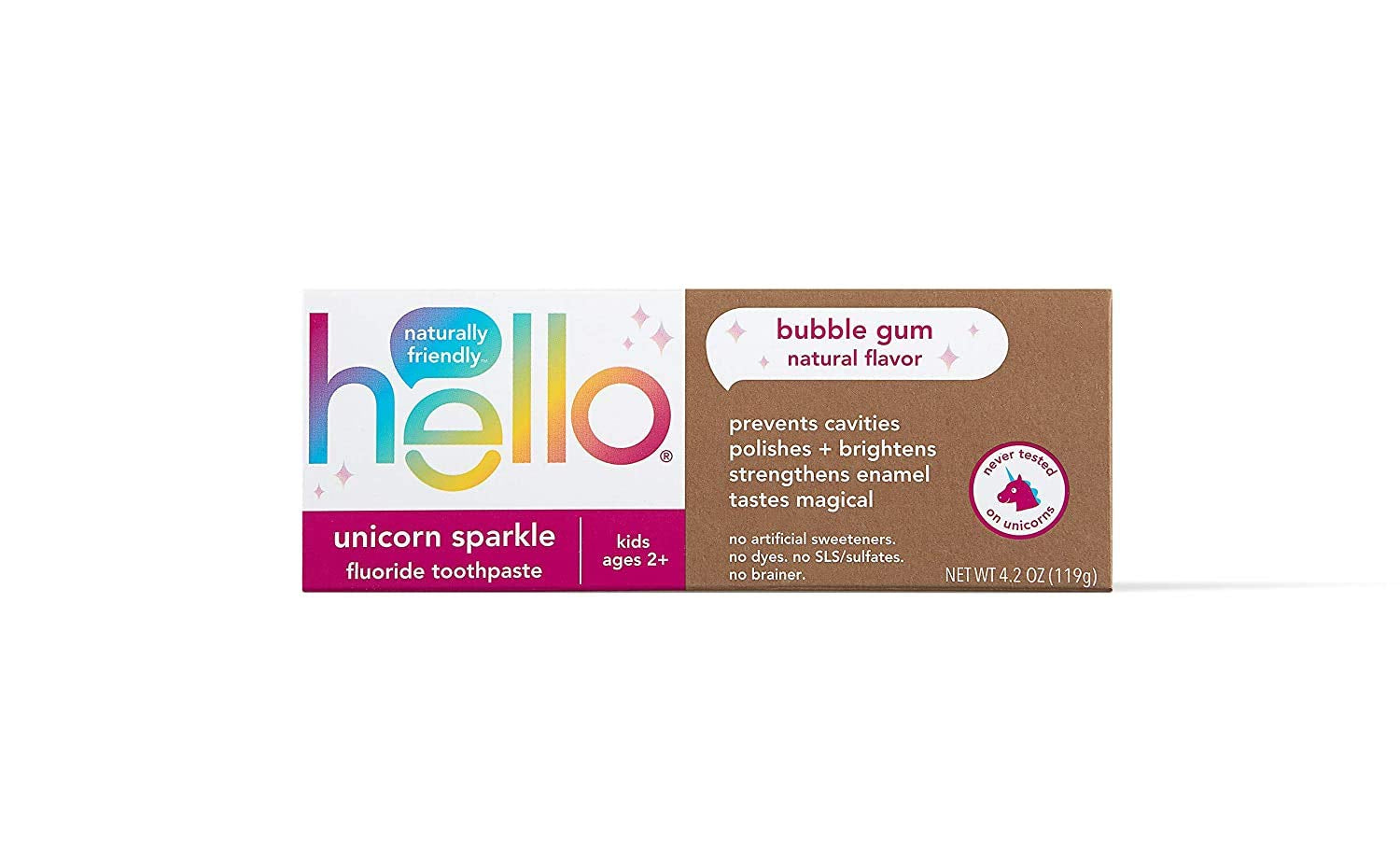 Kids Unicorn Sparkle Fluoride Toothpaste with Natural Bubble Gum Flavor, Vegan, SLS & Gluten Free, 4.2 Oz, 4 Count