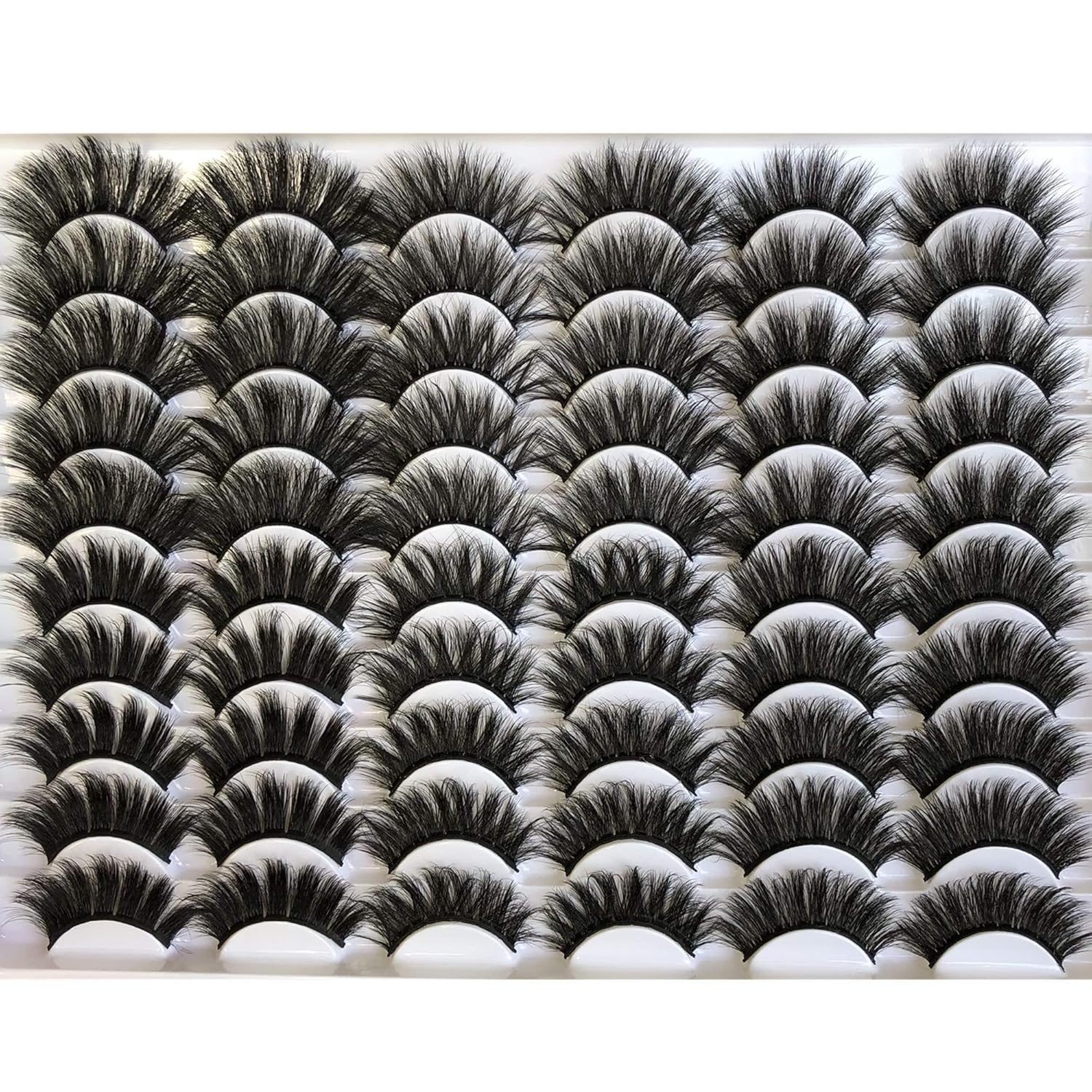 False Eyelashes 30 Pairs Pack Faux Mink Lashes 20MM Long Dramatic 6 Styles Mixed 5D Medium Volume Thick Fake Eyelashes Soft Crossed Makeup Eye Lashes