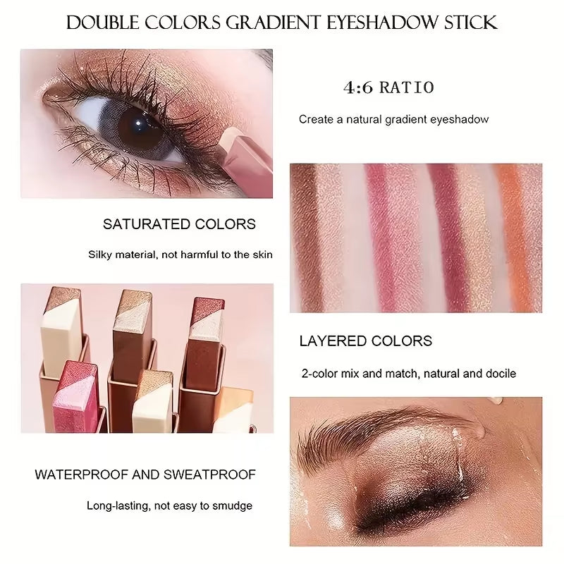 Two Color Gradient Eye Shadow Stick Three Dimensional Natural without Taking off Makeup